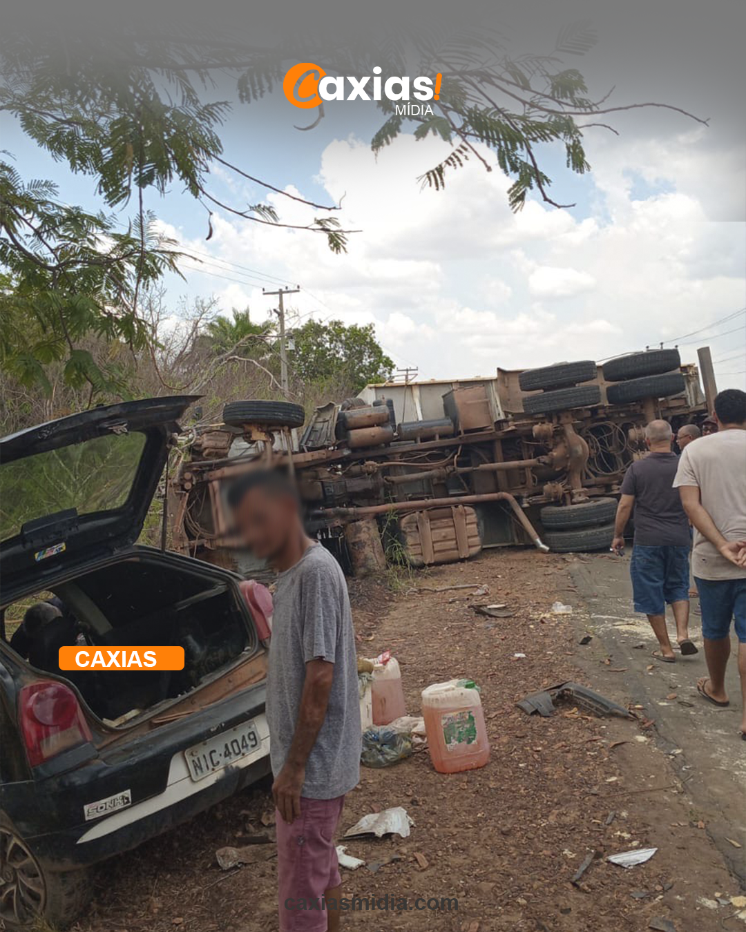 Grave acidente entre caçamba e carro de passeio é registrado na MA-034 em Caxias.